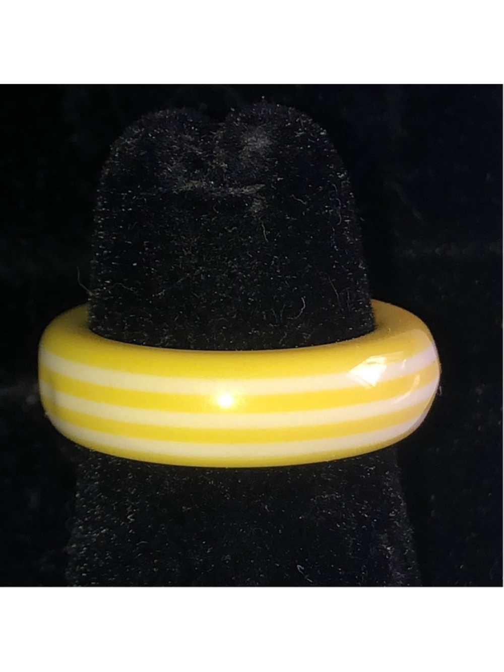 Size 5 Yellow White Striped Boho Ring